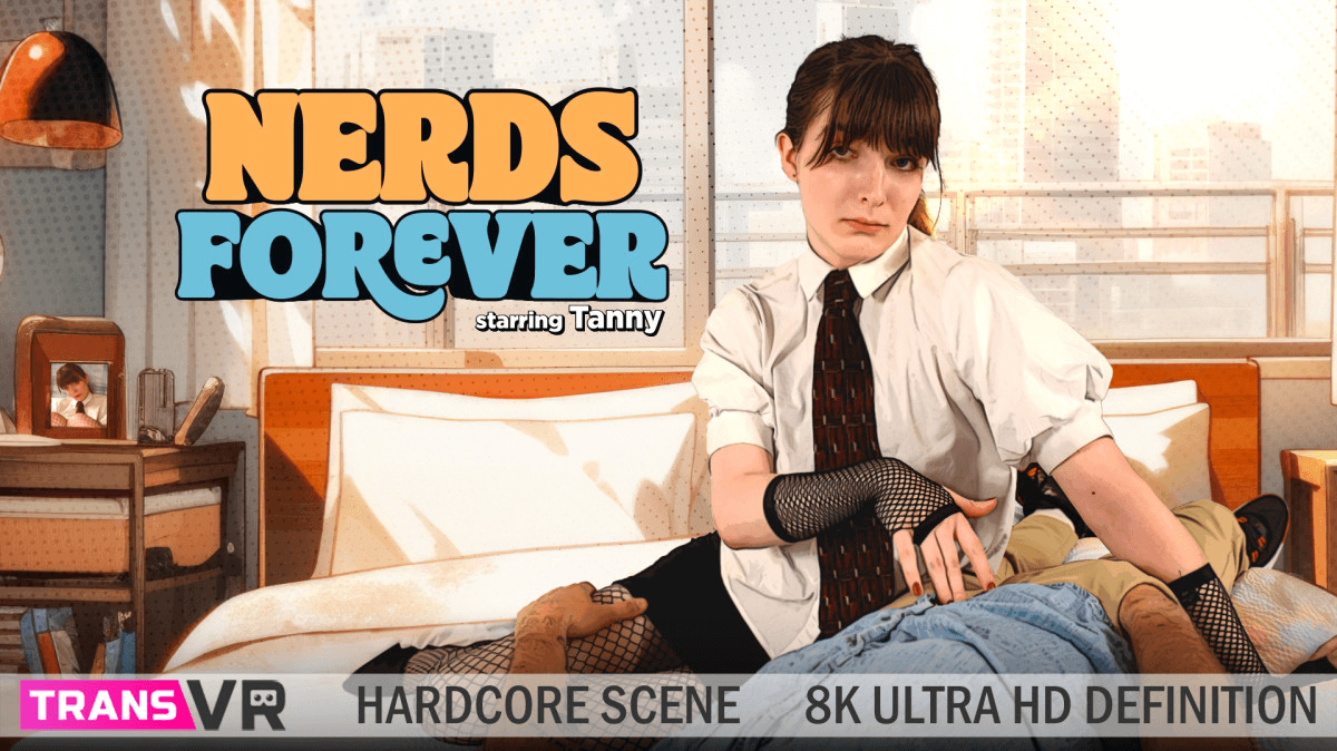 Tanny performs anal, blowjobs, and handjobs in a TransVR 180 degree POV production with 4K resolution and passthrough visuals.